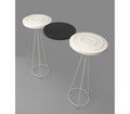 Floating Metal Plate Console Table_Set of 3 in Matt Black and Ivory Colour - The Metal Project