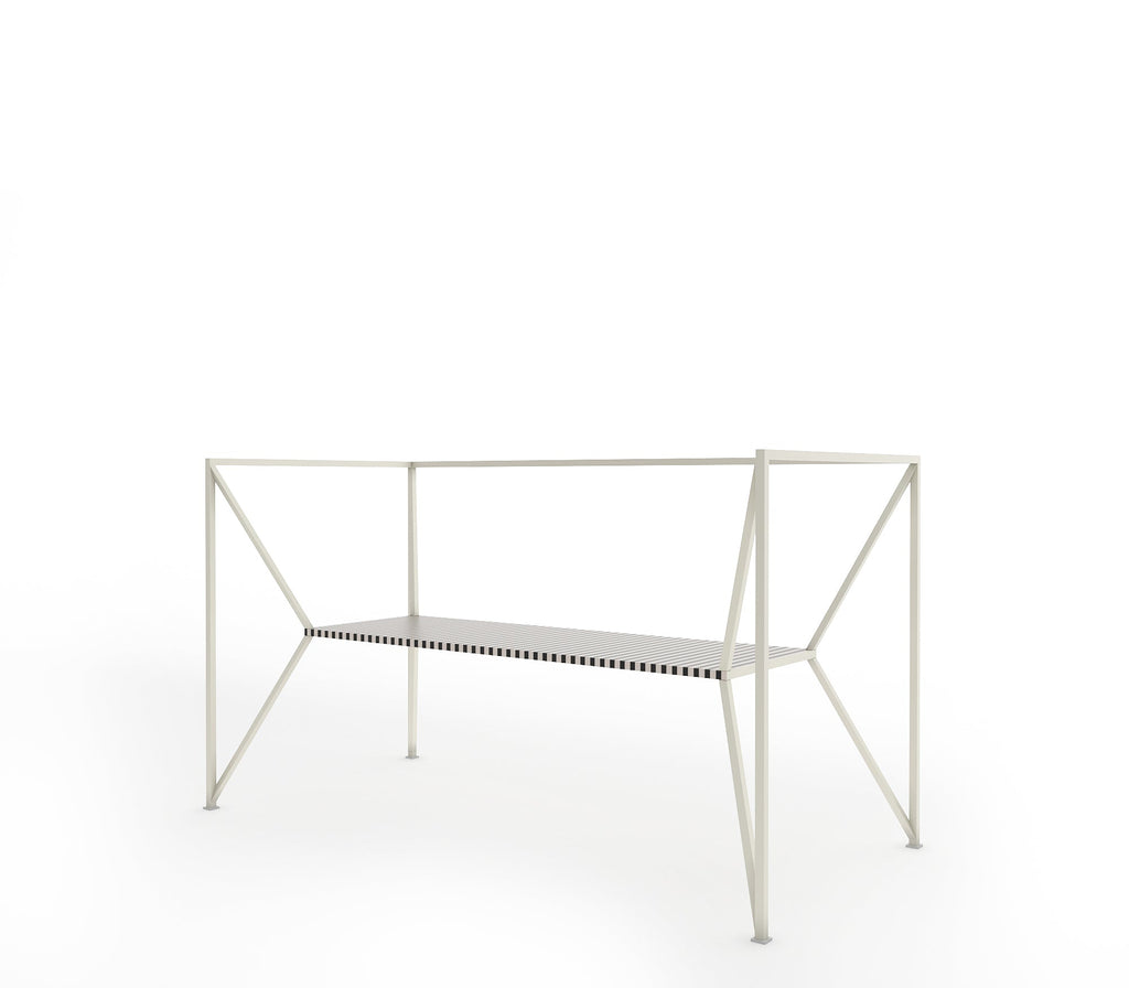 Frame Metal Bench in Matt Black and Ivory Stripes Colour - The Metal Project