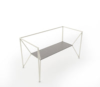 Frame Metal Bench in Matt Black and Ivory Stripes Colour - The Metal Project