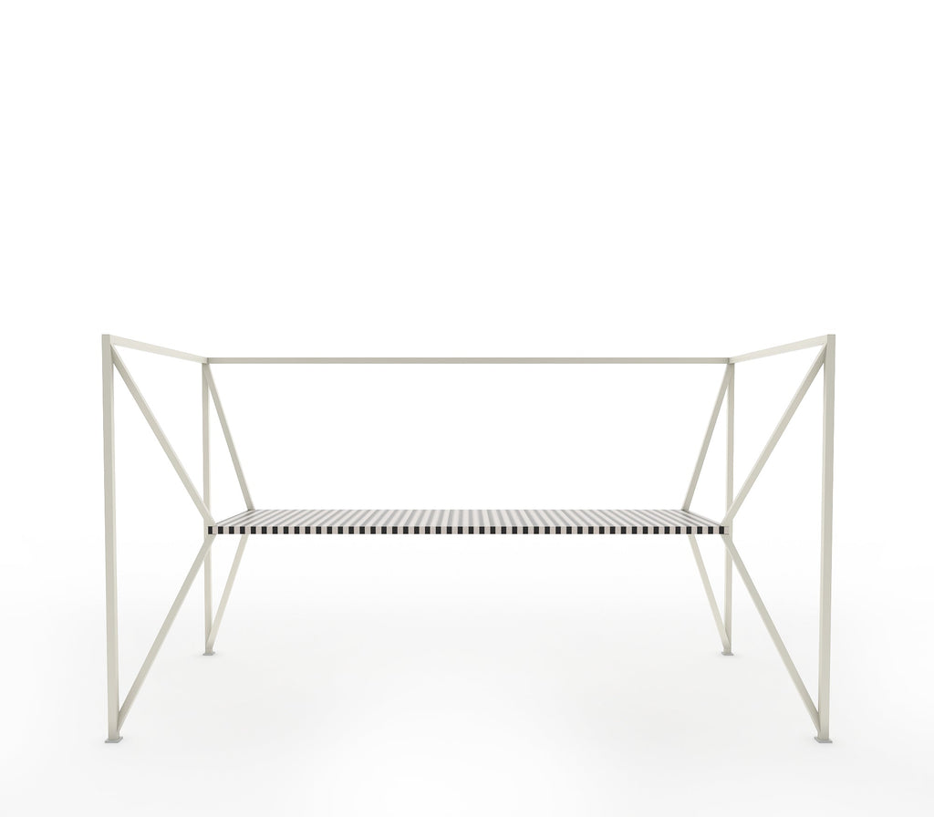 Frame Metal Bench in Matt Black and Ivory Stripes Colour - The Metal Project