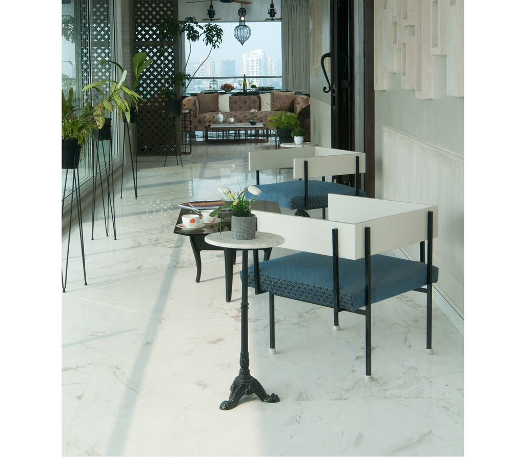Frame Metal Chair In Matt Black And Ivory Finish - The Metal Project