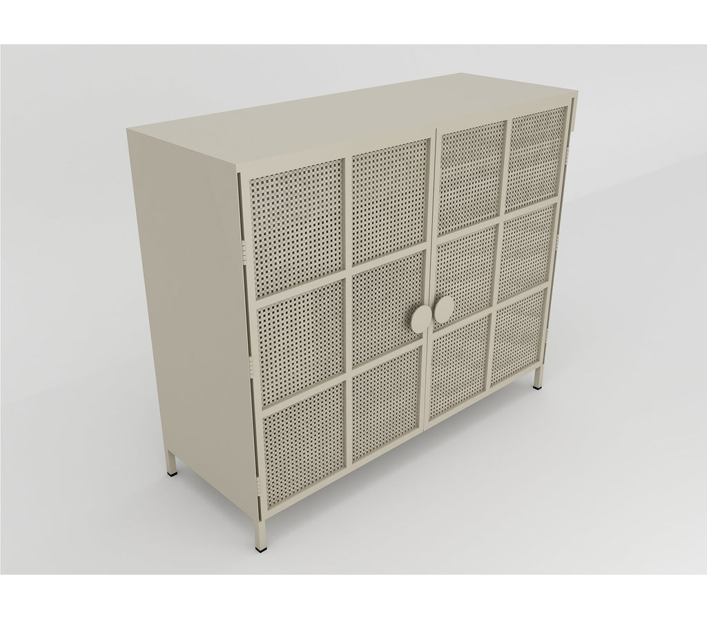 Grid Bar Metal Cabinet In White And Graphite Grey Finish - The Metal Project