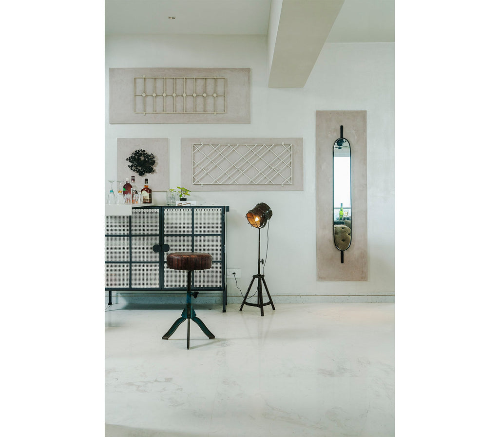 Grid Bar Metal Cabinet In White And Graphite Grey Finish - The Metal Project