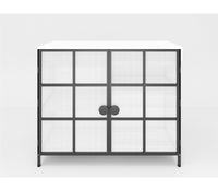 Grid Bar Metal Cabinet In White And Graphite Grey Finish - The Metal Project