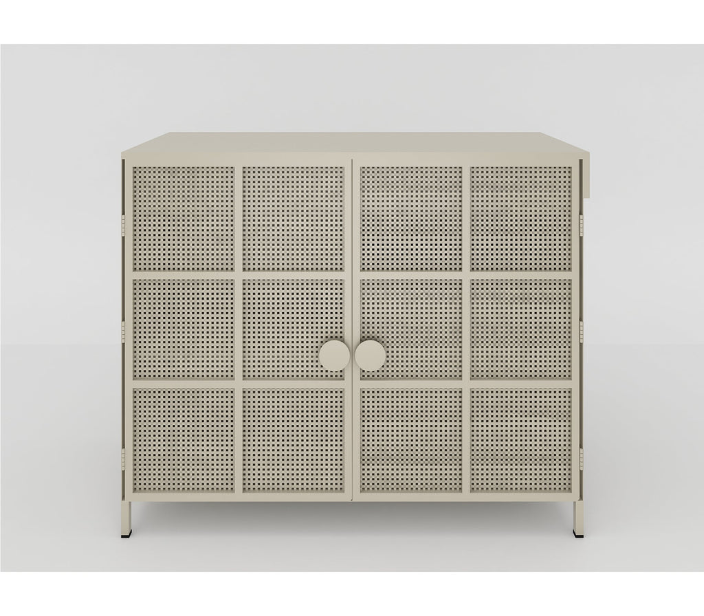 Grid Bar Metal Cabinet In White And Graphite Grey Finish - The Metal Project