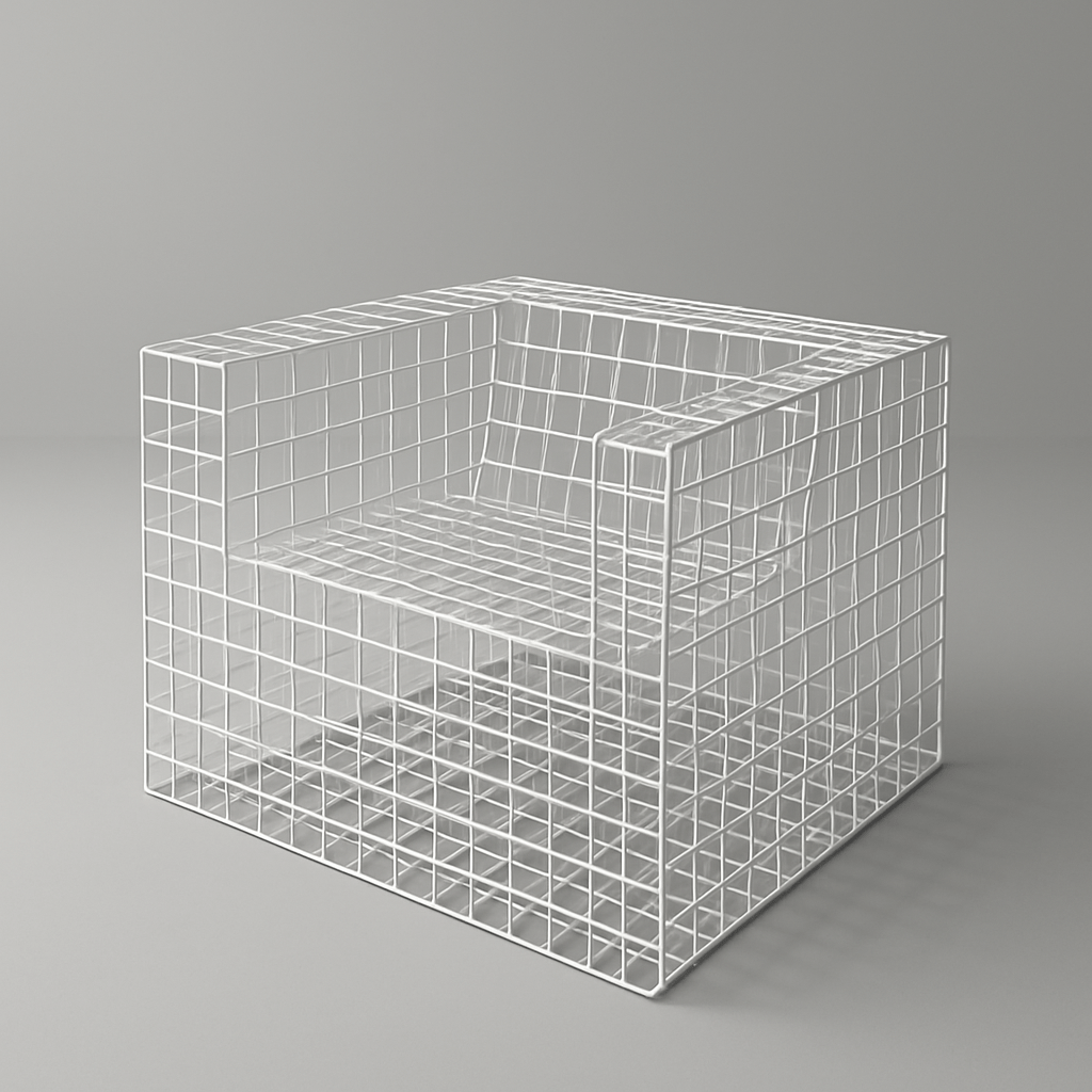 Grid Lounge Chair in Pearl White Finish - The Metal Project