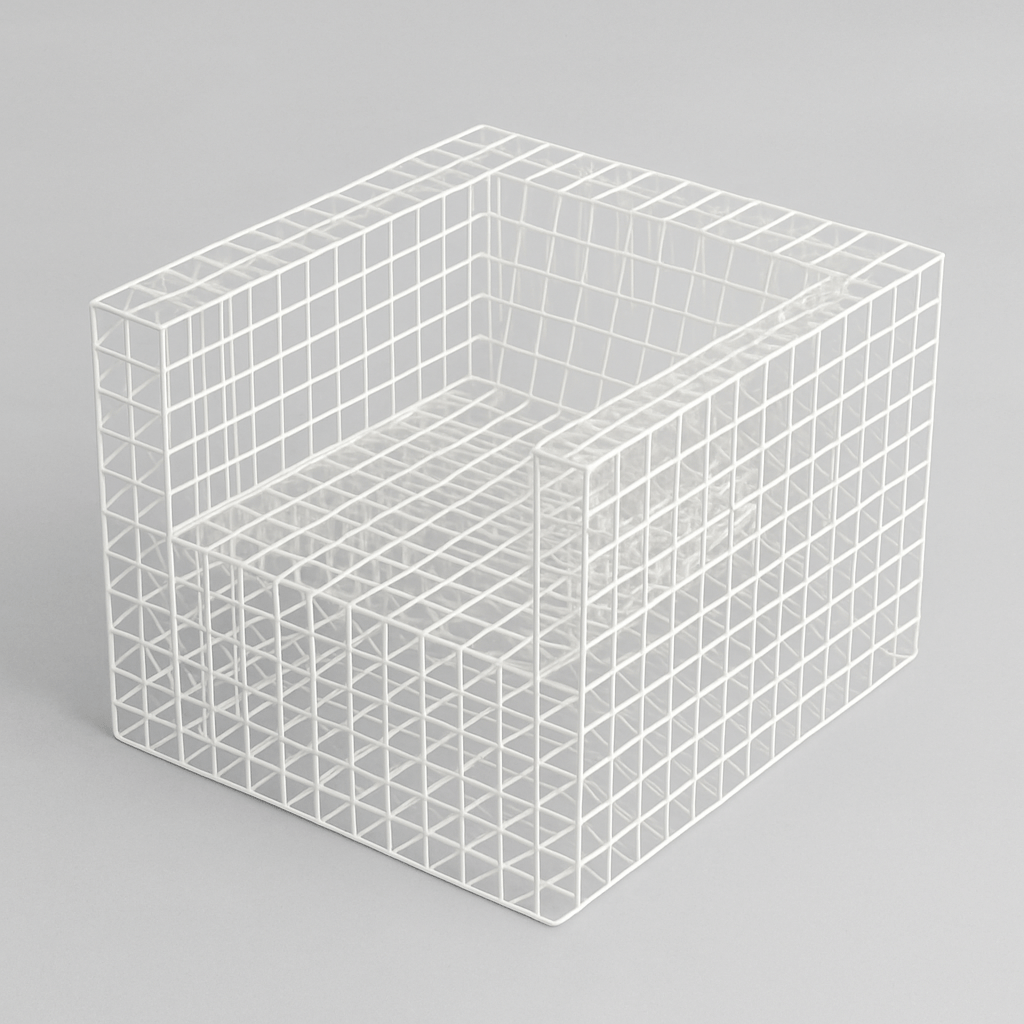 Grid Lounge Chair in Pearl White Finish - The Metal Project