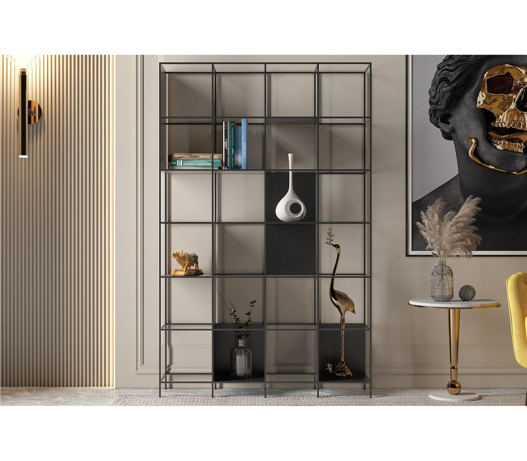 Mesh Metal Book Shelf in Matt Black Colour - The Metal Project