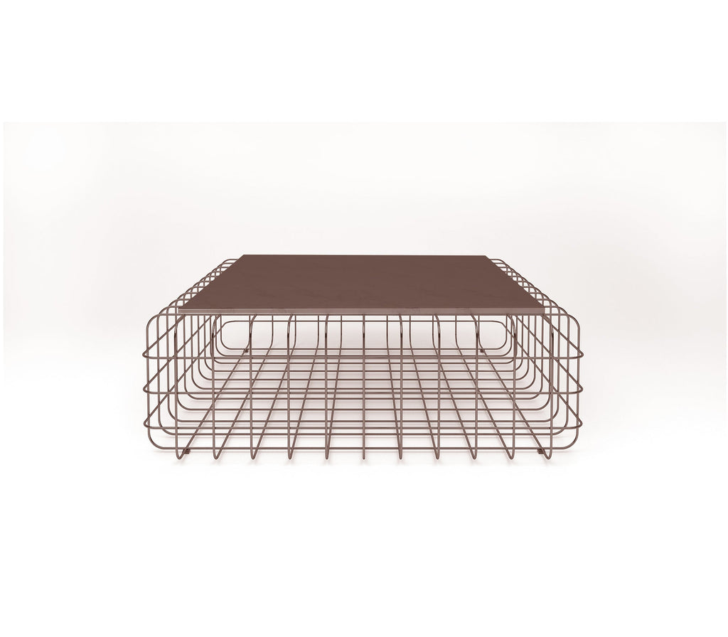 Mesh Metal Center Table in Antique Copper with Quartz Marble Top - The Metal Project