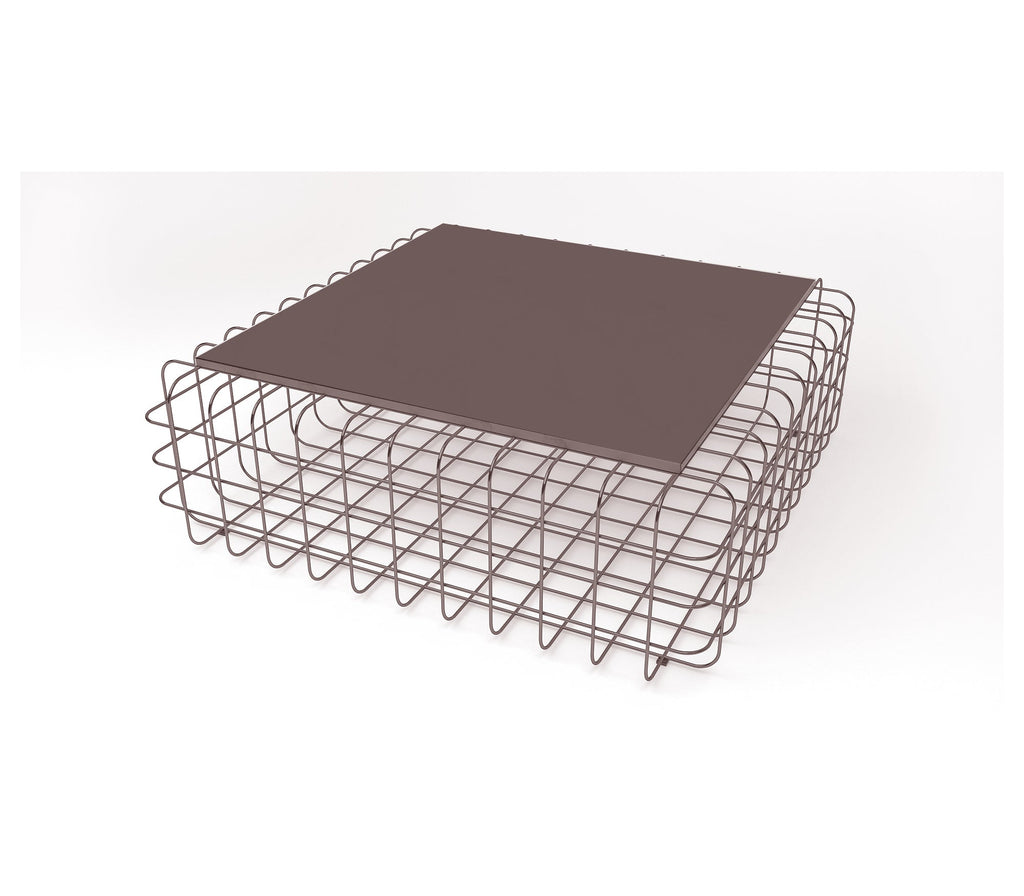 Mesh Metal Center Table in Antique Copper with Quartz Marble Top - The Metal Project