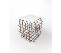 Mesh Metal Side Table in Antique Copper with Quartz Marble Top - The Metal Project