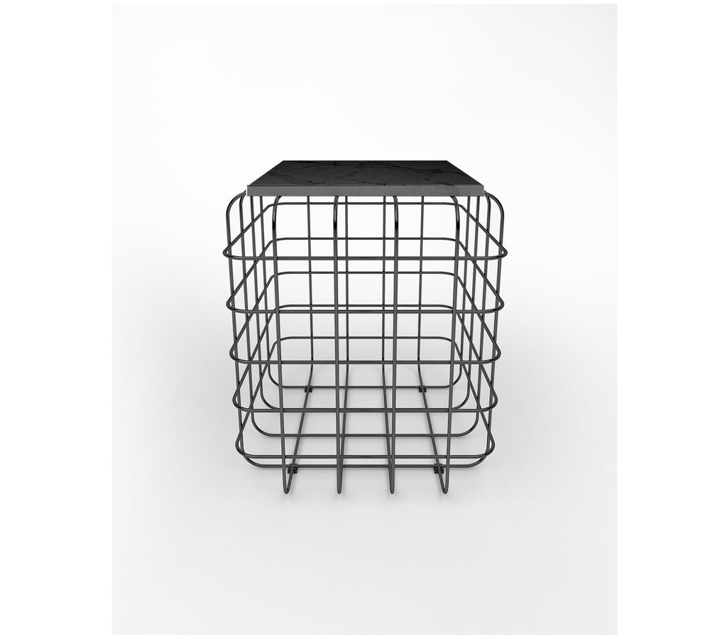 Mesh Metal Side Table in Antique Copper with Quartz Marble Top - The Metal Project