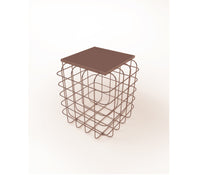 Mesh Metal Side Table in Antique Copper with Quartz Marble Top - The Metal Project