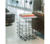 Mesh Metal Side Table in Antique Copper with Quartz Marble Top - The Metal Project