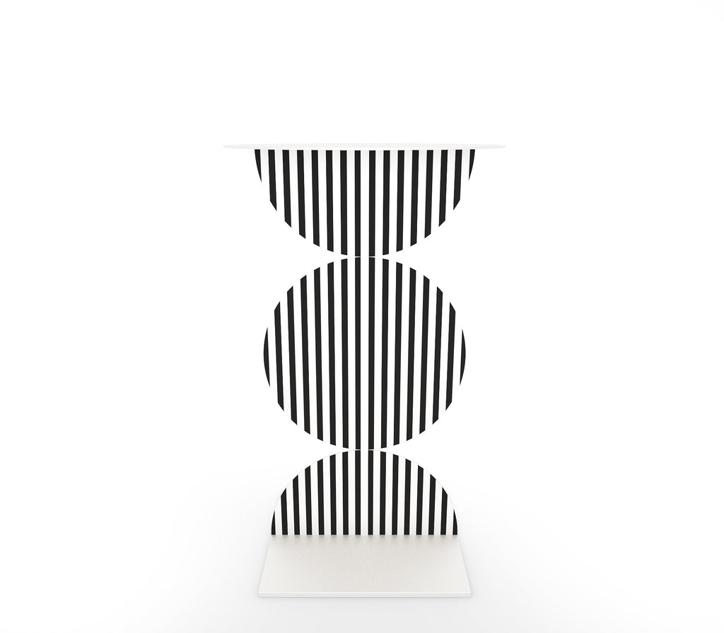 Metal Black and White Stripes B Side Table - The Metal Project
