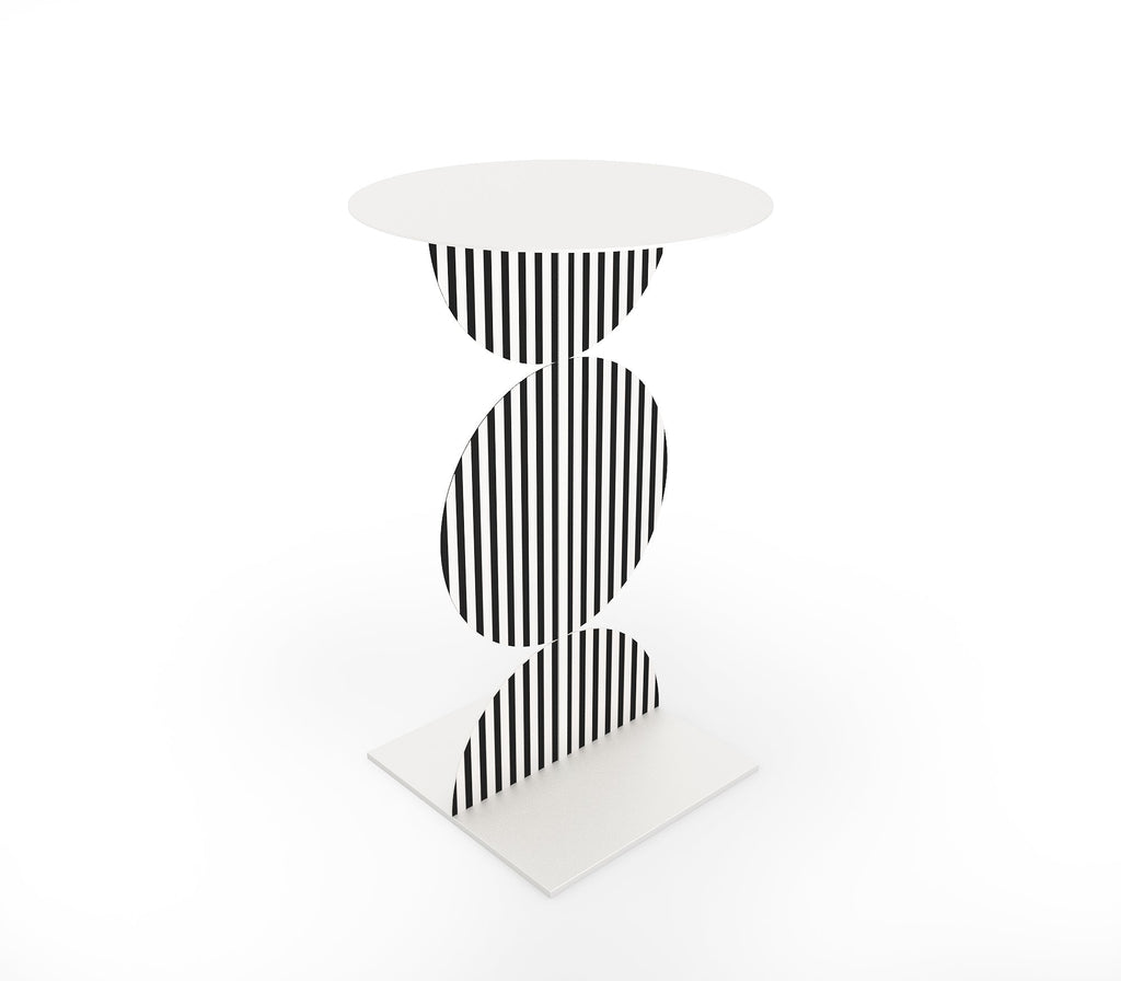 Metal Black and White Stripes B Side Table - The Metal Project