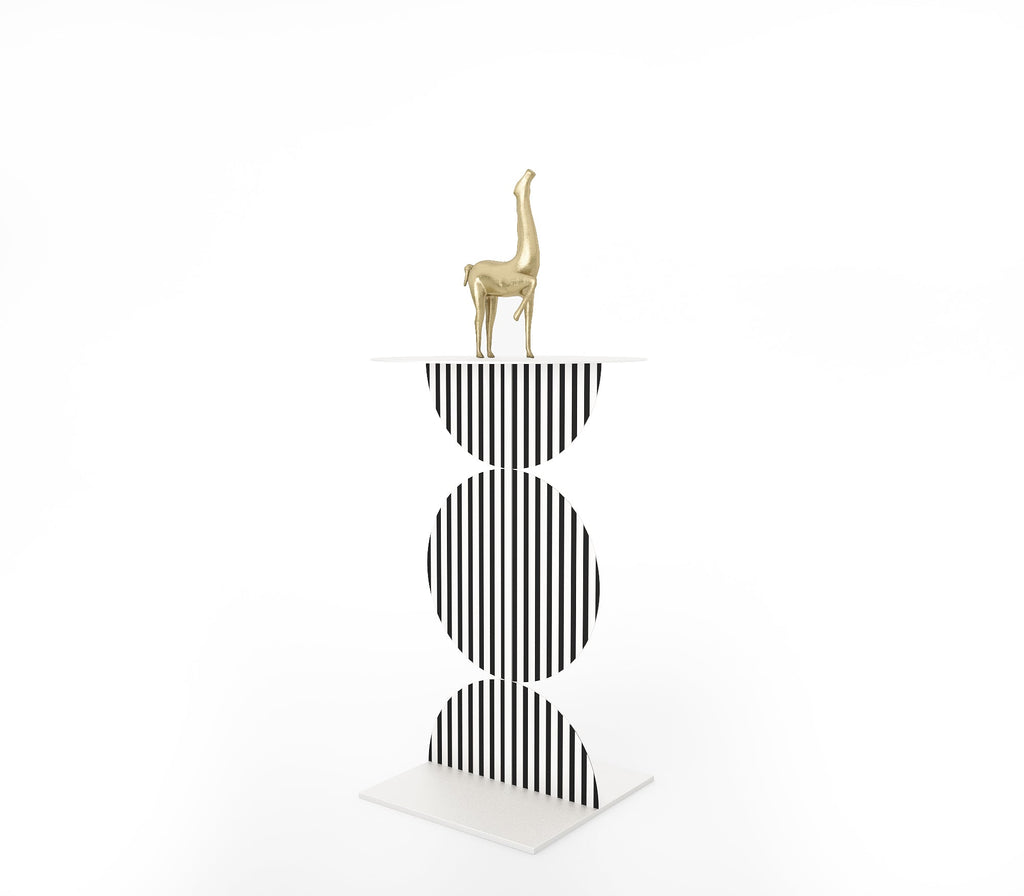 Metal Black and White Stripes B Side Table - The Metal Project