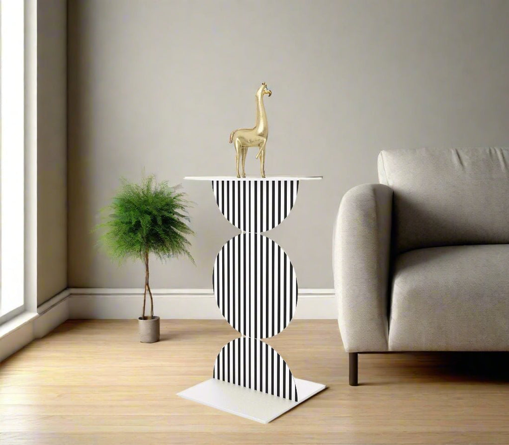 Metal Black and White Stripes B Side Table - The Metal Project