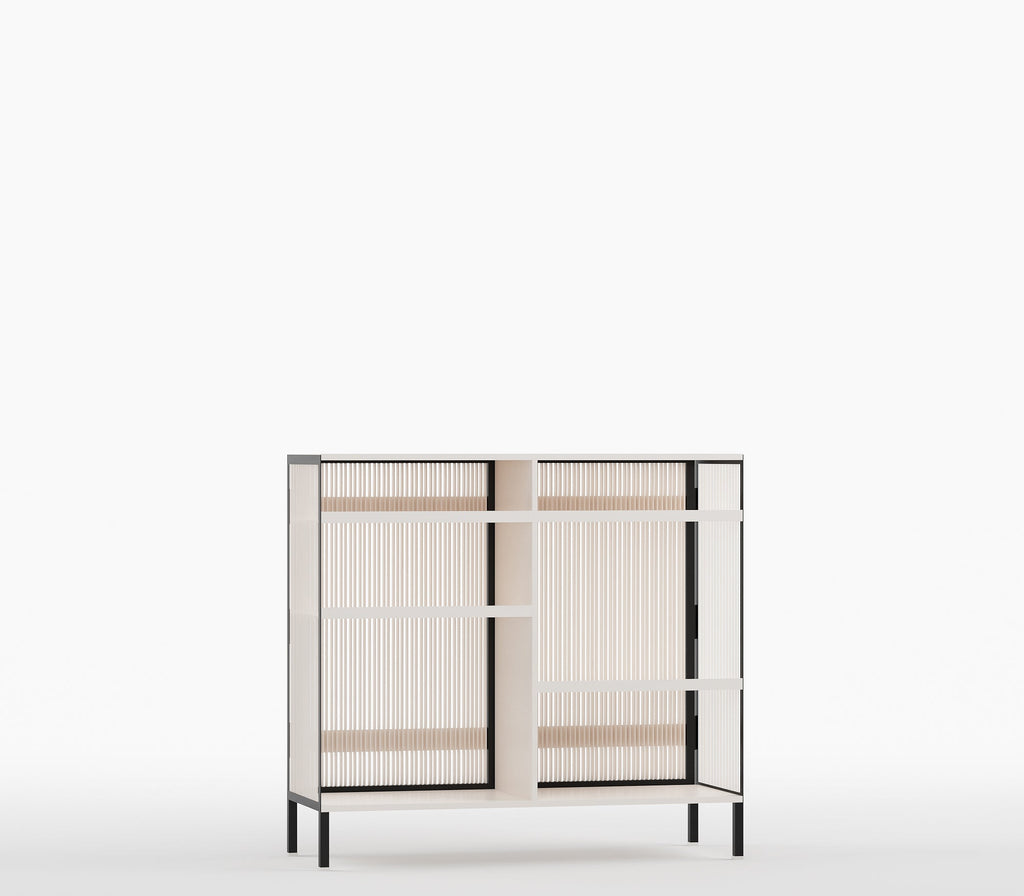 Metro Bar Metal Cabinet In Ivory and Matt Black - The Metal Project