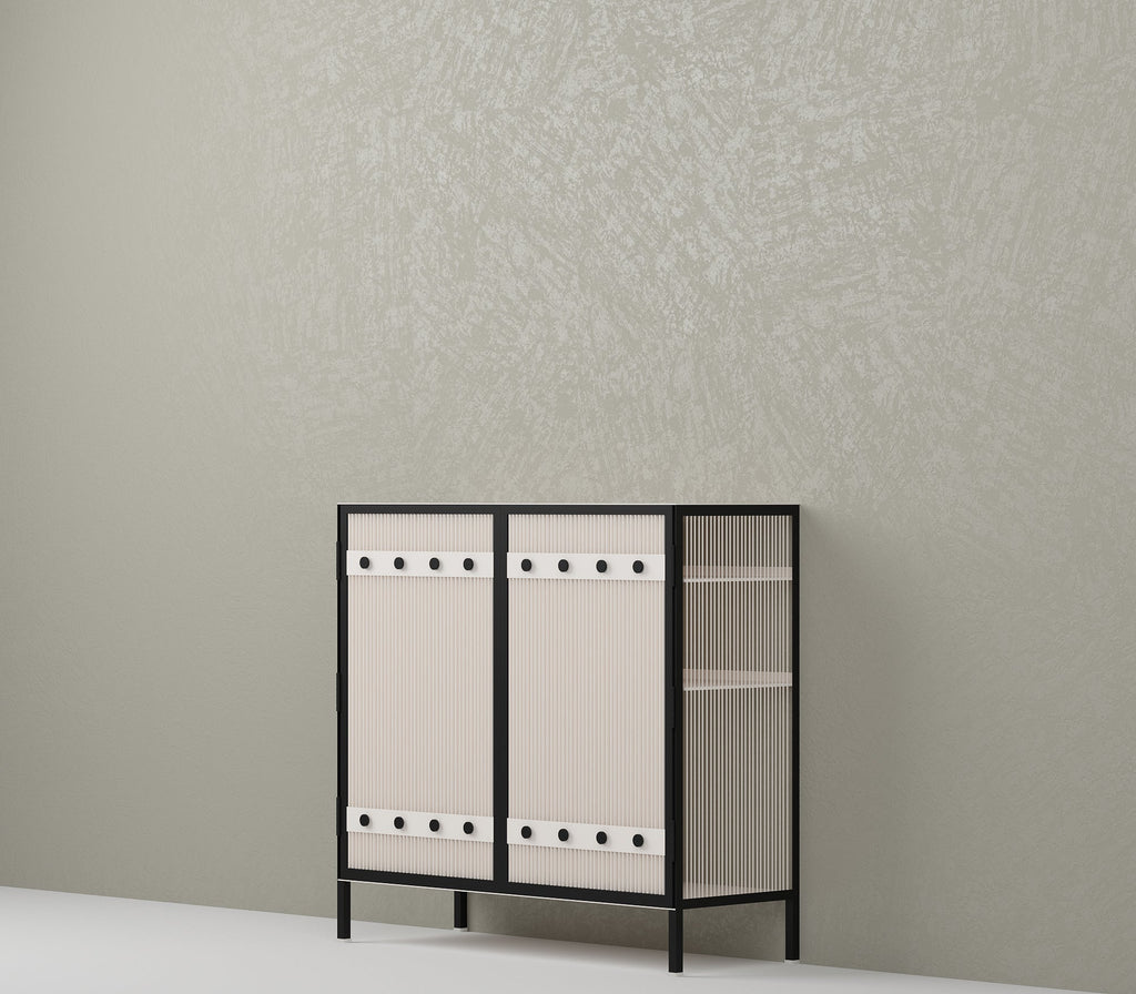 Metro Bar Metal Cabinet In Ivory and Matt Black - The Metal Project