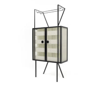 Metal Square Bar Cabinet in Matt Black and Ivory Colour