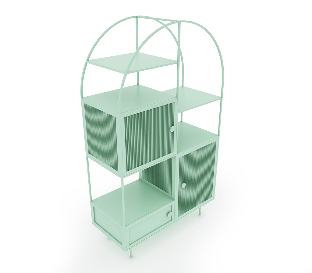 Chao Metal Cabinet in Beige/Pastel Green Colour